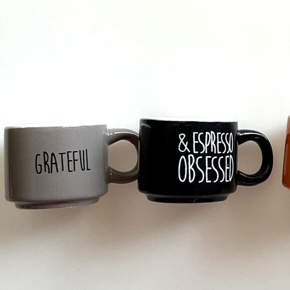 THAKFUL BLESSED ESPRESSO CUPS STACKED IN STAND SET OF 4 - Picture 11 of 13